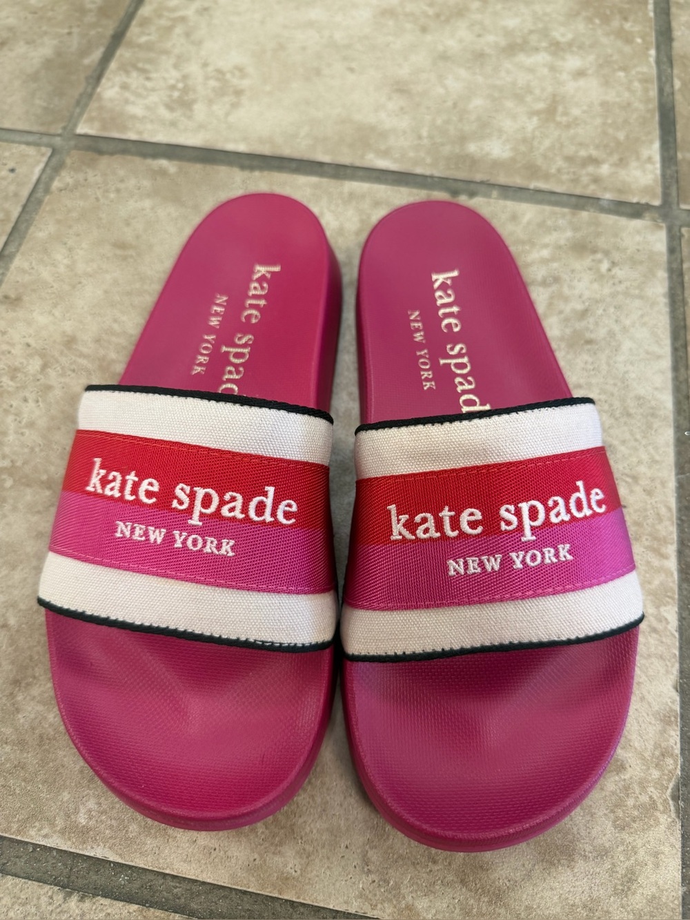 Kate Spade Buttercup Slide Sandals Pink Stripe Size 5